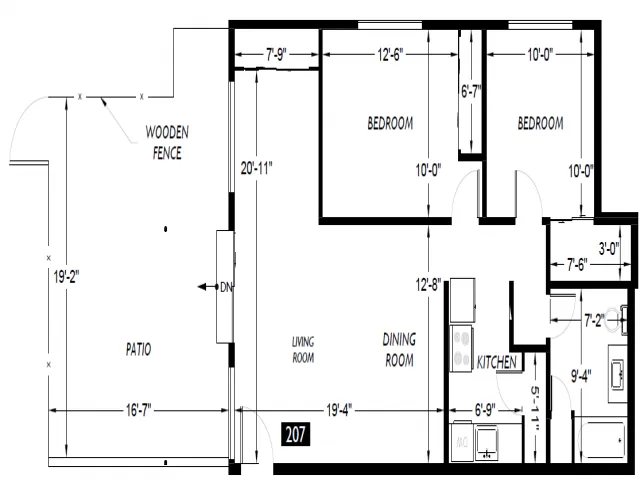 Two bedroom floor plan